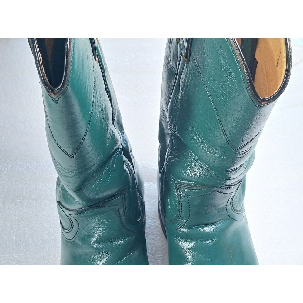 Justin Women's Green Leather Cowboy Boots – Size 4.5 – Made in USA - Picture 14 of 16
